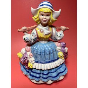 Dutch Girl Hand Painted Artist Signed Vintage Porcelain Ceramic 6" Holland